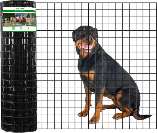 Wire Fence, 36 in(H) X 25 ft(L) PVC Coated Welded Wire Fencing 2" X 2" 16GA Garden Border Vinyl Metal Chicken Wire Fencing Mesh Roll for Yard Vegetable Plant Protection Poultry Netting Black