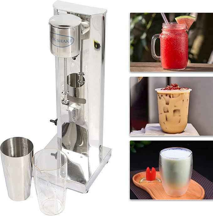 Electric Milkshake Maker, Ice Cream Mixer Machines, 110V Commercial Drink Smoothie Blender for Coffee Shops, Tea Stores to Making Fruit Tea, Coffee, Stirred Drinks (1 Head with Cup 650ml)
