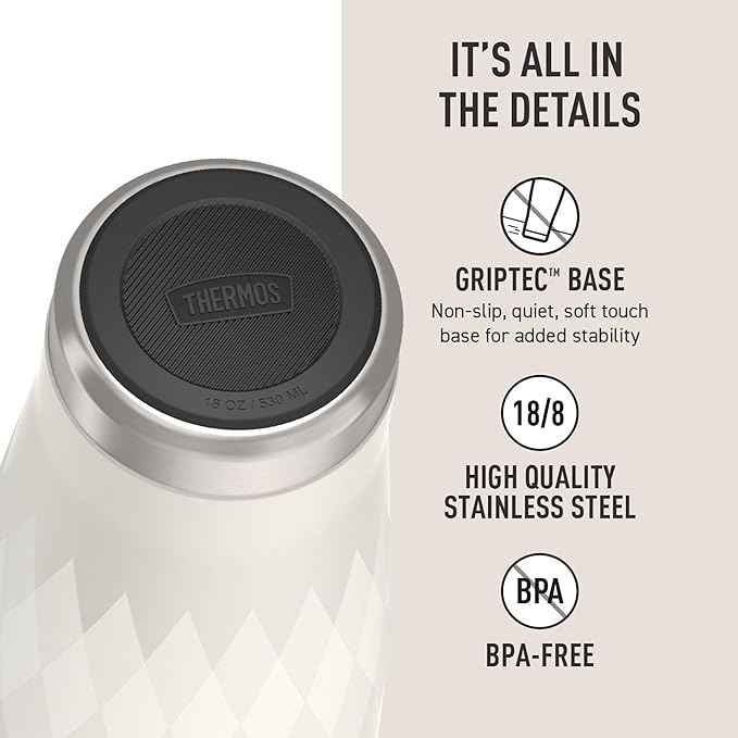 THERMOS, Stainless Steel Tumbler with Slide Lock, 18 Ounce, Argyle