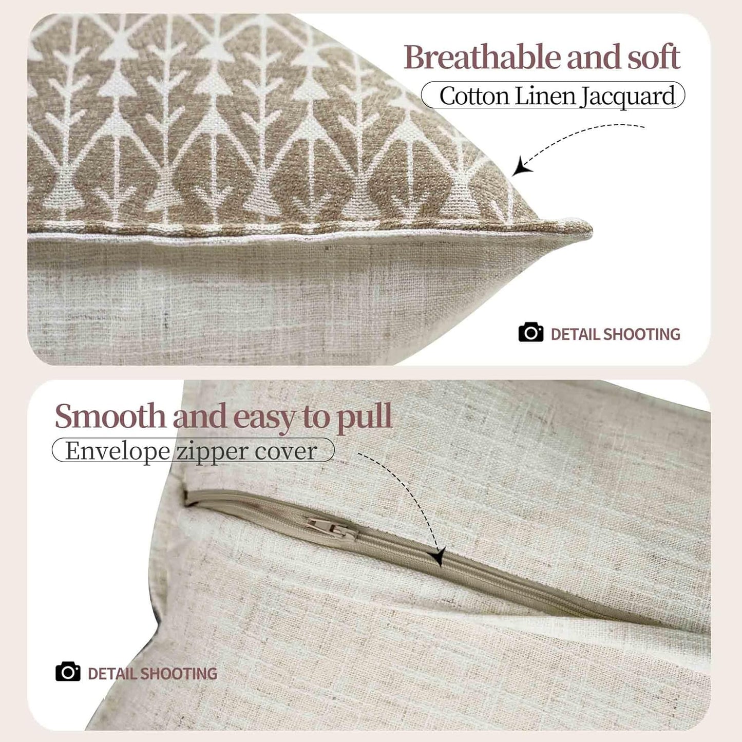 makkey Floral Throw Pillow Covers 20X20 Farmhouse Block Print Pillow Covers Decorative Pillow Covers Couch Pillows for Living Room Vintage Accent Sofa Pillows Set of 2