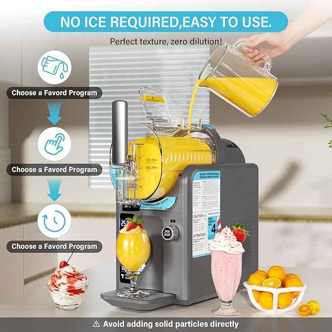 Ice Cream Machine Slushie Machine for Home - Slushy Machine Maker Frozen Drink Maker No Ice Needed Self Cleaning, 5 Preset for Soft Serve Ice Cream, Slushie, Margarita, Frappés, Milkshake