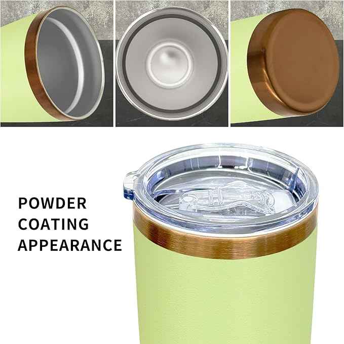 20 oz Tumblers Stainless Steel Tumbler with Lid and Straw Insulated Copper Coffee Mug for Laser Graving 37oz Powder Coated Cup(Light Green1 pack)