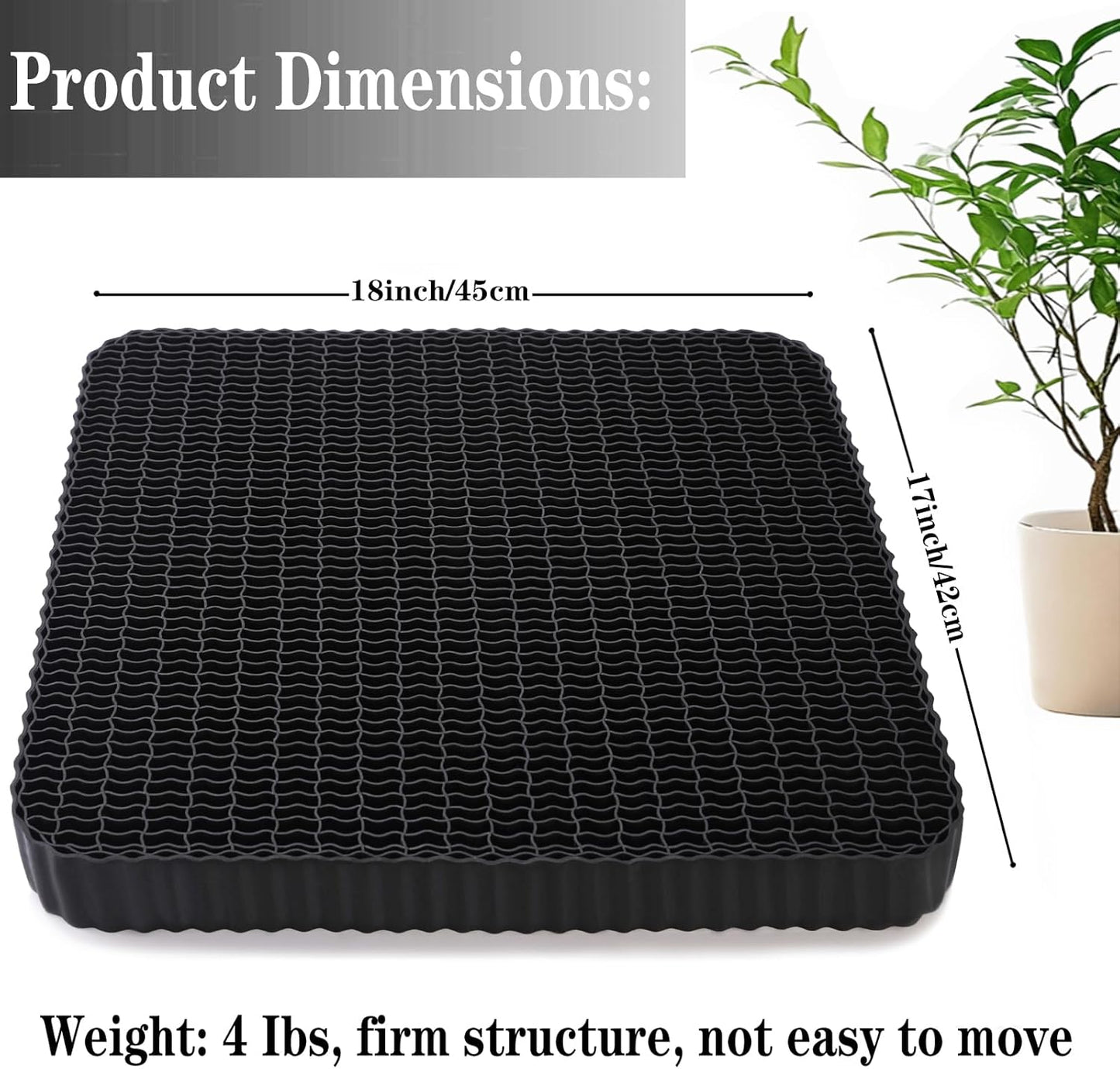 Breathable Grid Seat Cushion, Large and Wide Gel Seat Cushion, Soft Cooling Support Chair Cushion for Office, Home, Wheelchair, Car, Recliner, Gel Cushion for Back, Sciatica, Tailbone, Pain Relief.