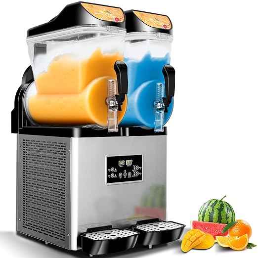 30L Commercial Slushy Machines 2 Tanks Commercial Frozen Drink Machine, Quiet Operation, No Ice Needed, Perfect for Slushie, Margarita, Daiquiri, Coffee Smoothie Tea in Events Parties