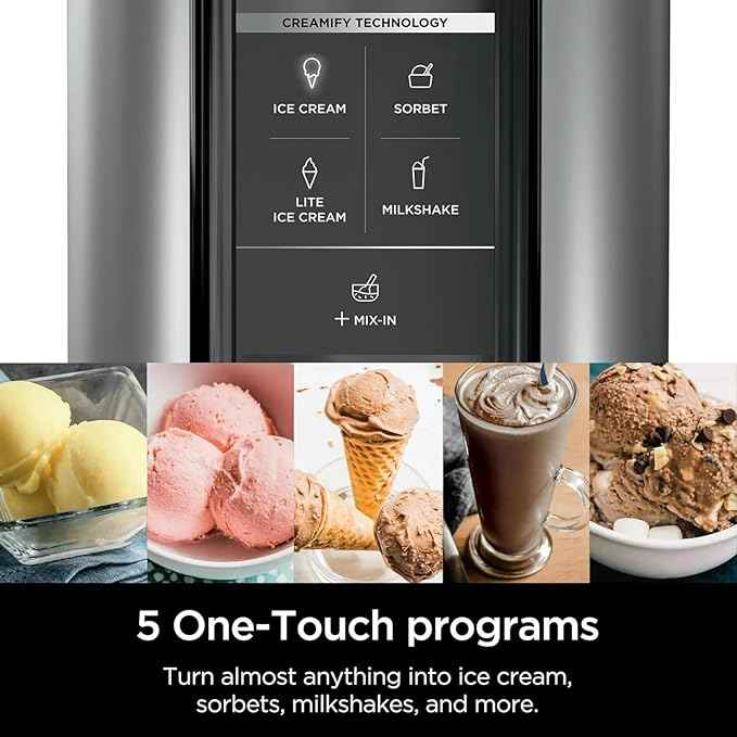 Ninja CREAMi Ice Cream Maker, 5 One-Touch Programs, Includes (2) 16oz Pints with Lids, Transform Frozen Bases to Ice Cream, Sorbets, Milkshakes, Vegan, Dairy-Free Options, NC300 White (Renewed)