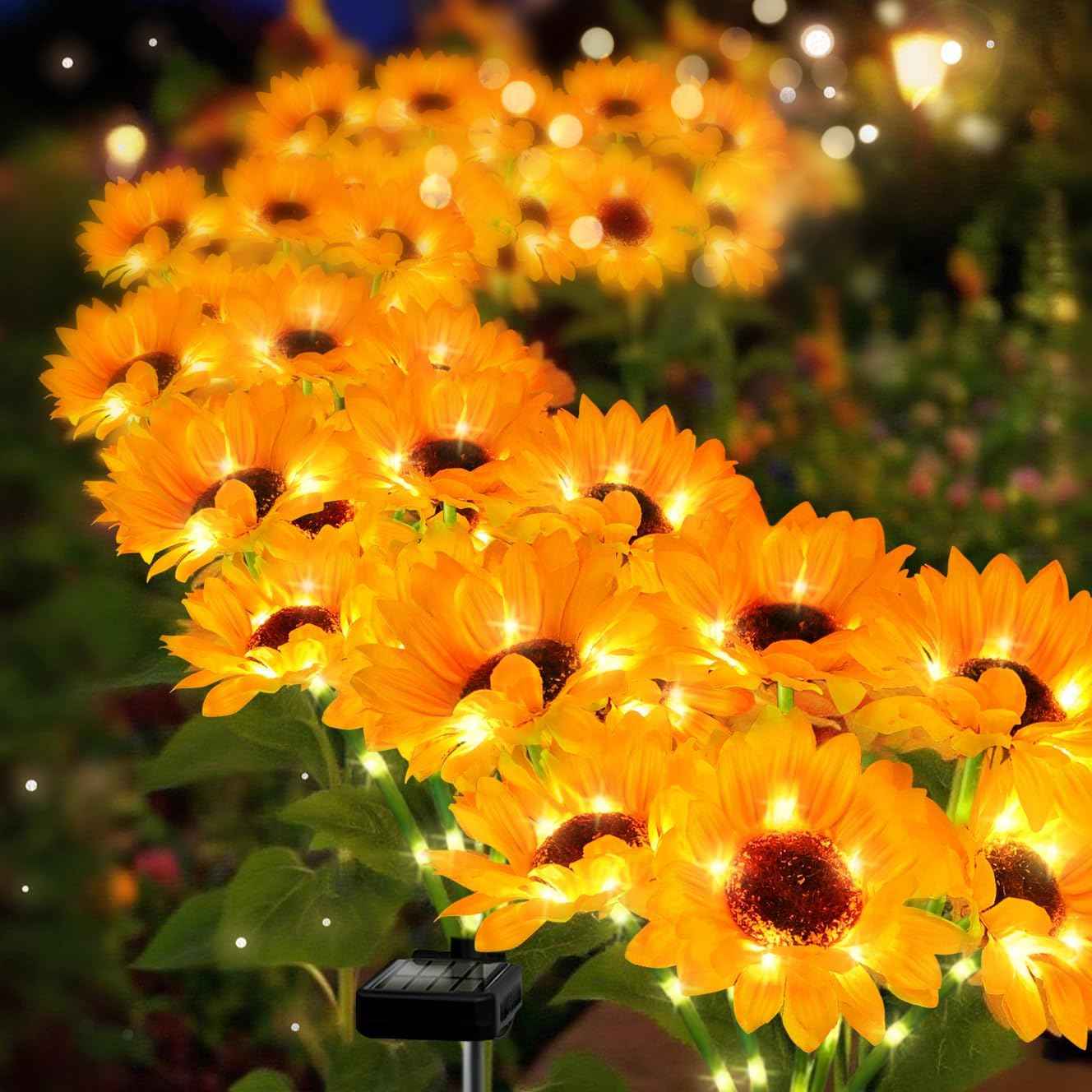 Solar Lights Outdoor, Gift for Women, Mom Grandma, 6 Pack with 36 Solar Sunflower Lights, Solar Flower Lights Waterproof, Sunflower Outside Decorative Stake Light for Landscape Yard Patio Lawn Pathway
