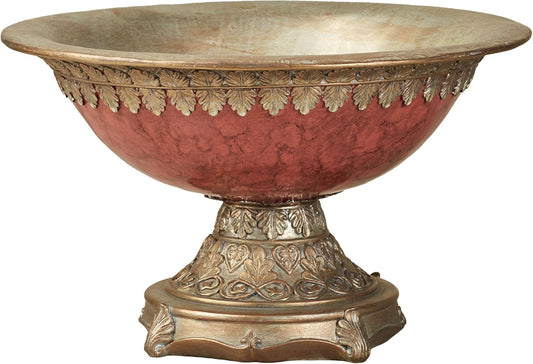 Touch of Class Cambria Cinnabar Marbled Traditional Centerpiece Pedestal Bowl Table Decoration Centerpiece Bowl Only