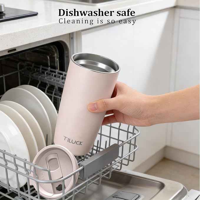 TILUCK 20 oz Insulated Tumbler with BPA-Free Lid, Stainless Steel Vacuum Travel Coffee Mug, Double Wall Coffee Tumbler（20oz，Matte LightBlue）