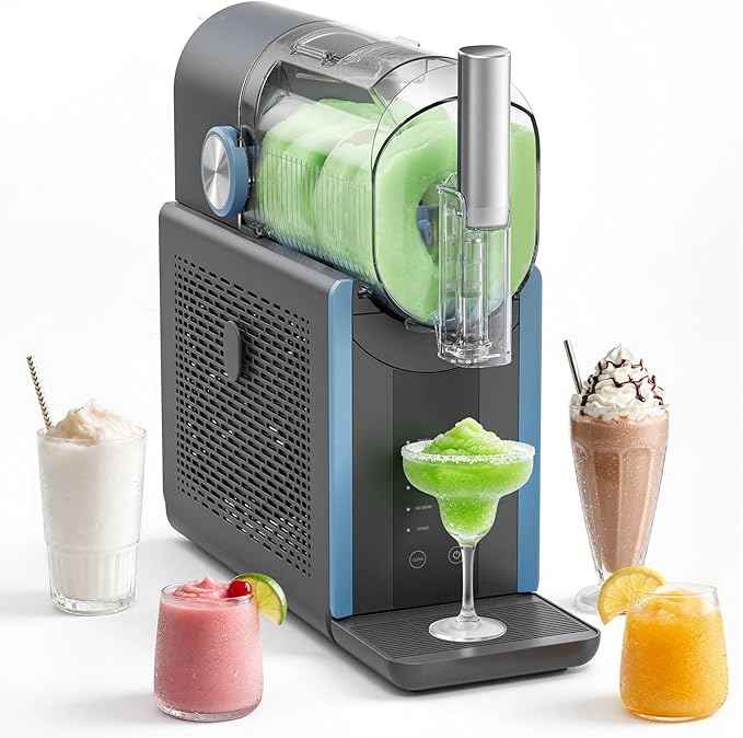 Slushie Machine for Home, 66oz Smart Frozen Drink Maker, 5 Programs & Clean Mode, No-Ice-Needed Slushy Maker for Margaritas, Smoothies, Milkshakes, Cocktails, and Soft Serve Ice Cream (Blue)