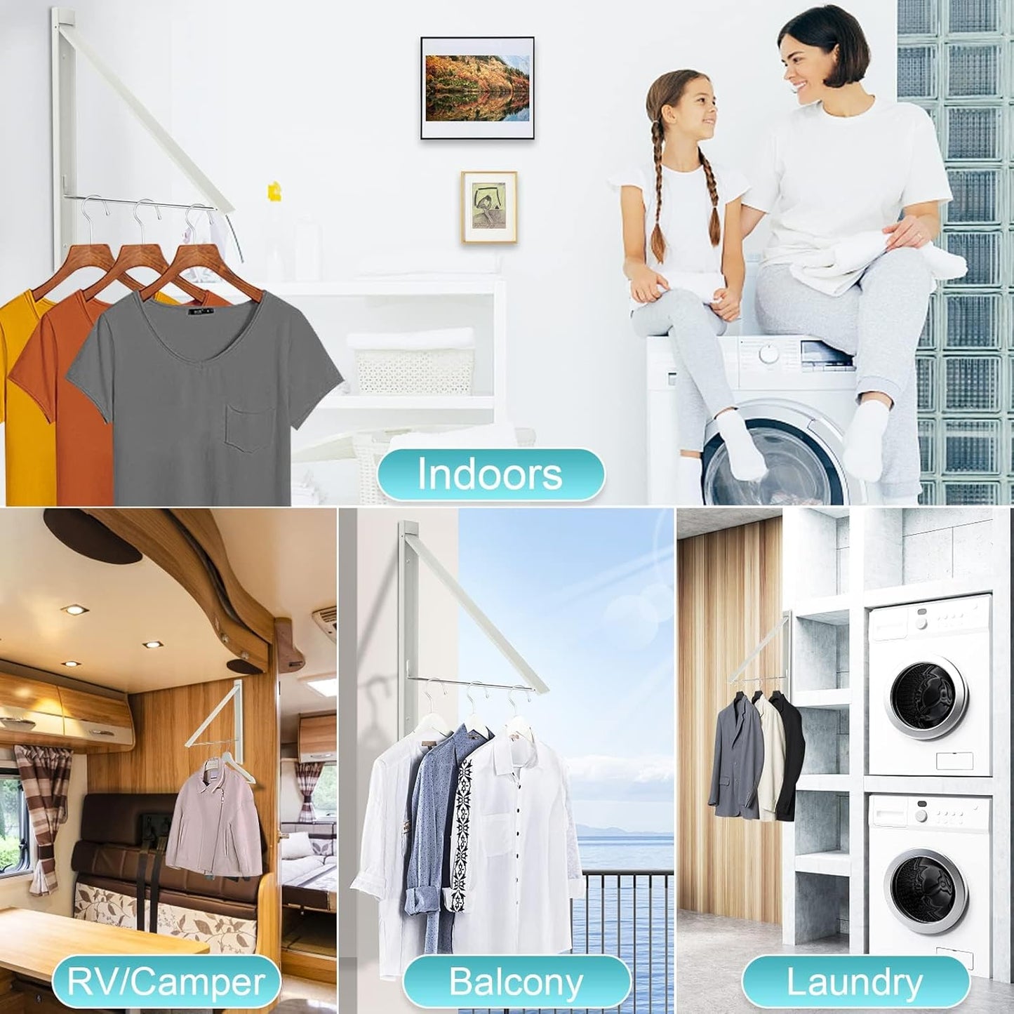 Retractable Clothes Drying Rack,Space Saver Wall Mounted Folding Hanger for Laundry Room, Closet Storage Organization, Easy Installation Aluminium Dryer 1pcs