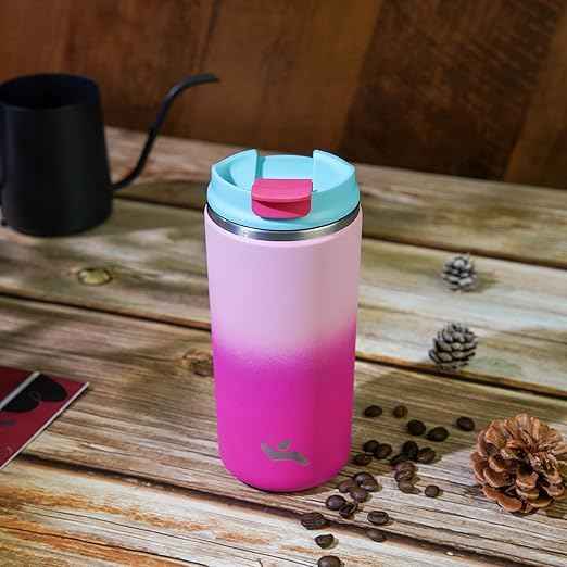 Konokyo Tumbler with Lid, 16 oz Travel Coffee Mug Double Wall Vacuum Stainless Steel Thermal Metal Cup Insulated Water Bottle,Cherry