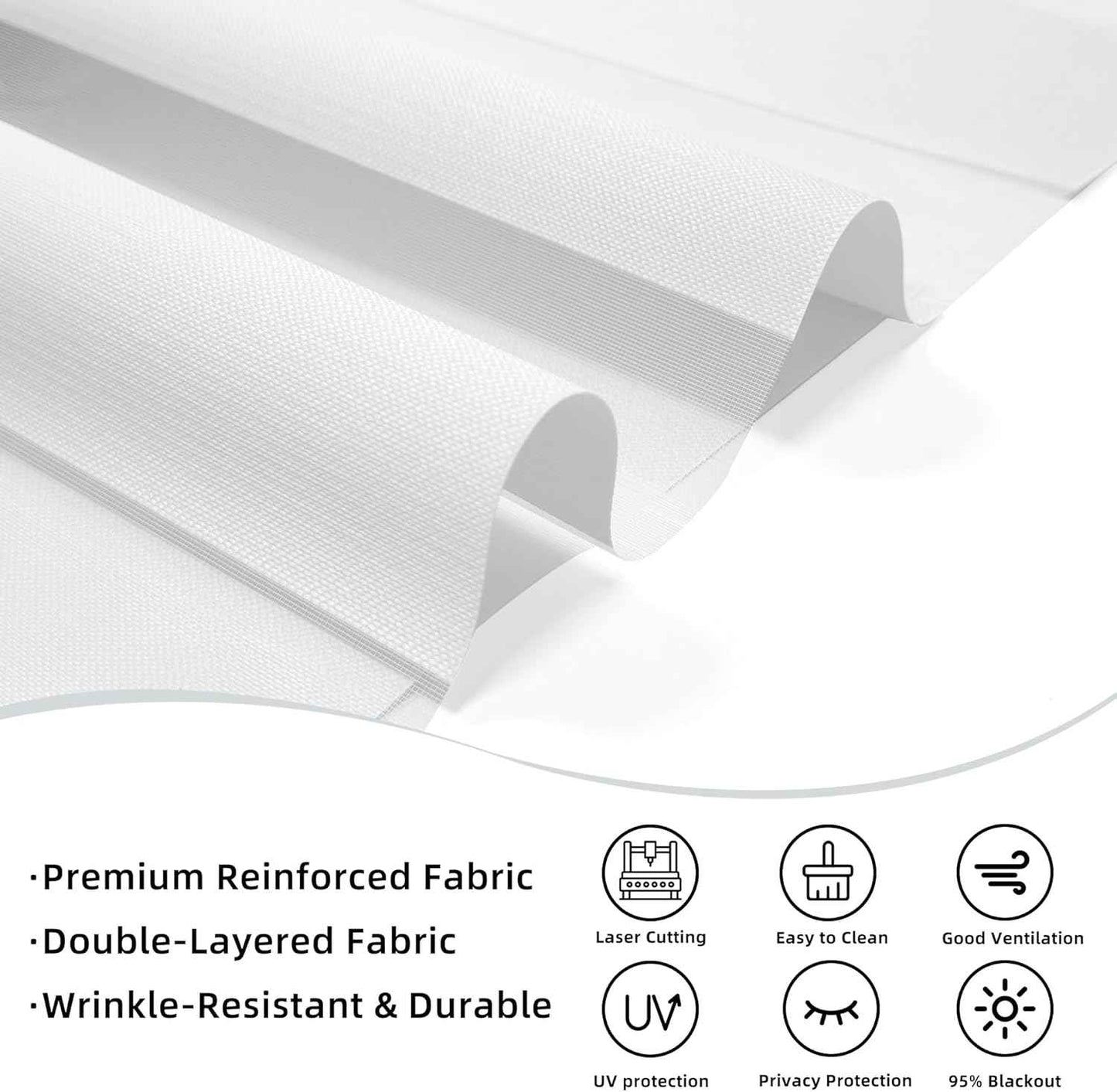ChrisDowa Cordless Zebra Blinds for Windows, Dual Layer Free-Stop Light Filtering Window Roller Shades, Pull Down Privacy Zebra Shades for Home, Office, Bedroom, Door (35" W x 72" H, White)