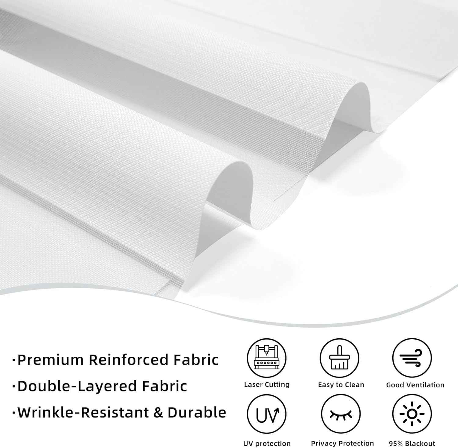 ChrisDowa Cordless Zebra Blinds for Windows, Dual Layer Free-Stop Light Filtering Window Roller Shades, Pull Down Privacy Zebra Shades for Home, Office, Bedroom, Door (35" W x 72" H, White)