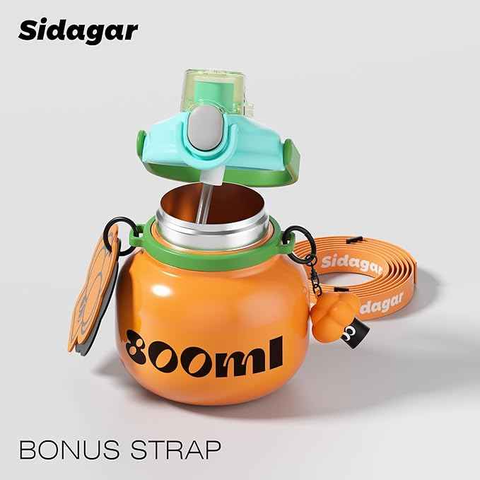27 oz Aesthetic Water Bottle with Straw and Carry Handle, Chunky Wide Mouth Vacuum Insulated Stainless Steel Flask Taza Easy Carry, Trendy Portable Tumbler for School, Gym, Travel, Orange