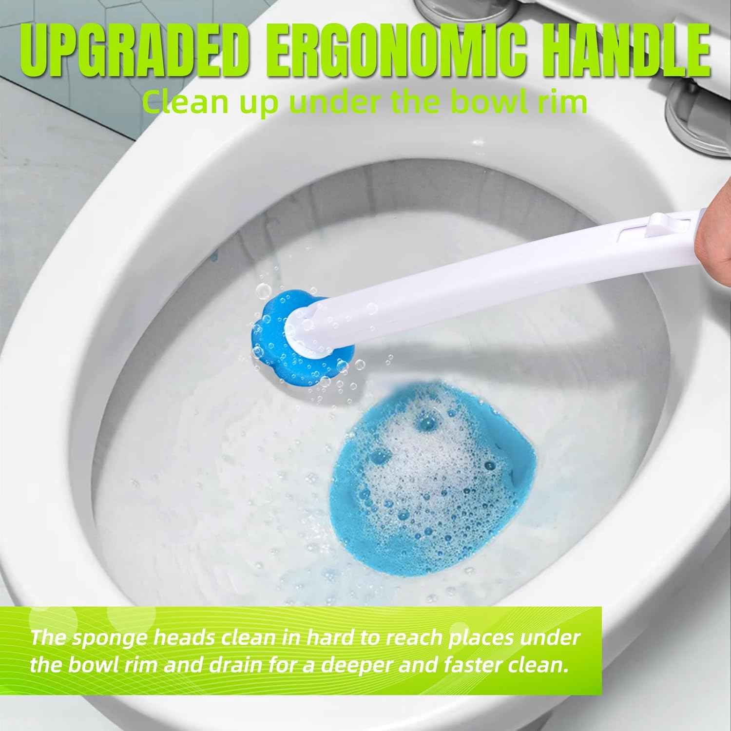 Disposable Toilet Brush and Holder Set, Toilet Wand Refills, Extended Handle with 48 Cleaner Refills, Toilet Brush for Toilet Bowl Cleaners, Bathroom Cleaning(2-Set)