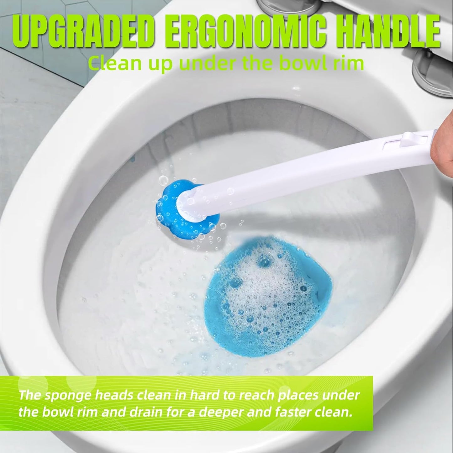 Disposable Toilet Brush, Toilet Wand Refills, Extended Handle with 12 Cleaner Refills Toilet Brush for Toilet Bowl Cleaners, Bathroom Cleaning