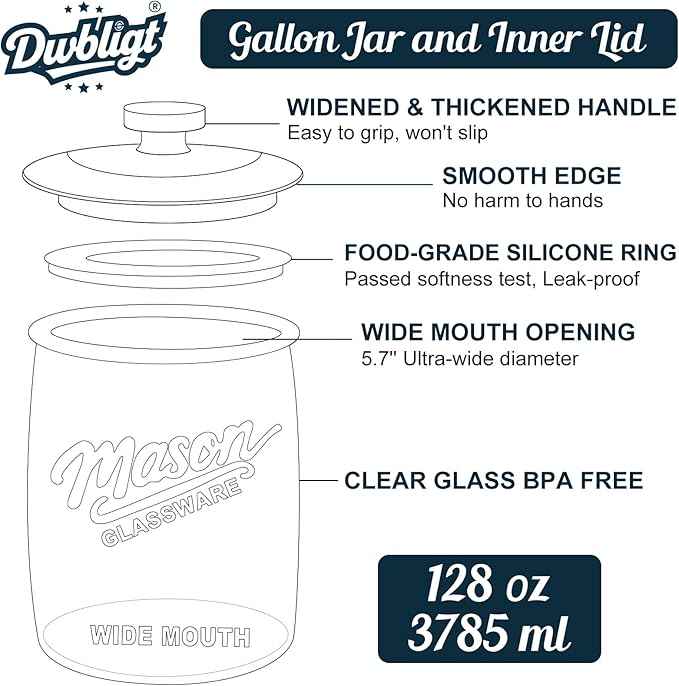 2 Pack Cookie Jar, 1 Gallon Glass Jar with Airtight Lids - Large Wide Mouth Mason Jar for Kitchen Pantry& Laundry Room, Glass Apothecary Canisters Sets for Candy, Flour, Rice, Coffee, Display