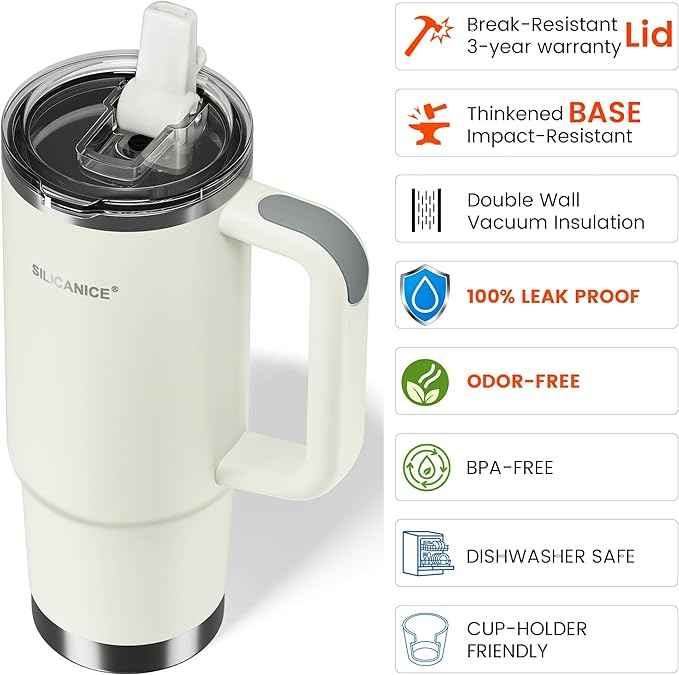 For Travel & Gym – Never Drink from a Moldy Lid Again: 30oz Hygienic Tumbler, 100% Leakproof Lid & Removable Foldable Spout. Reinforced Base, Fits Cup Holders- Cream