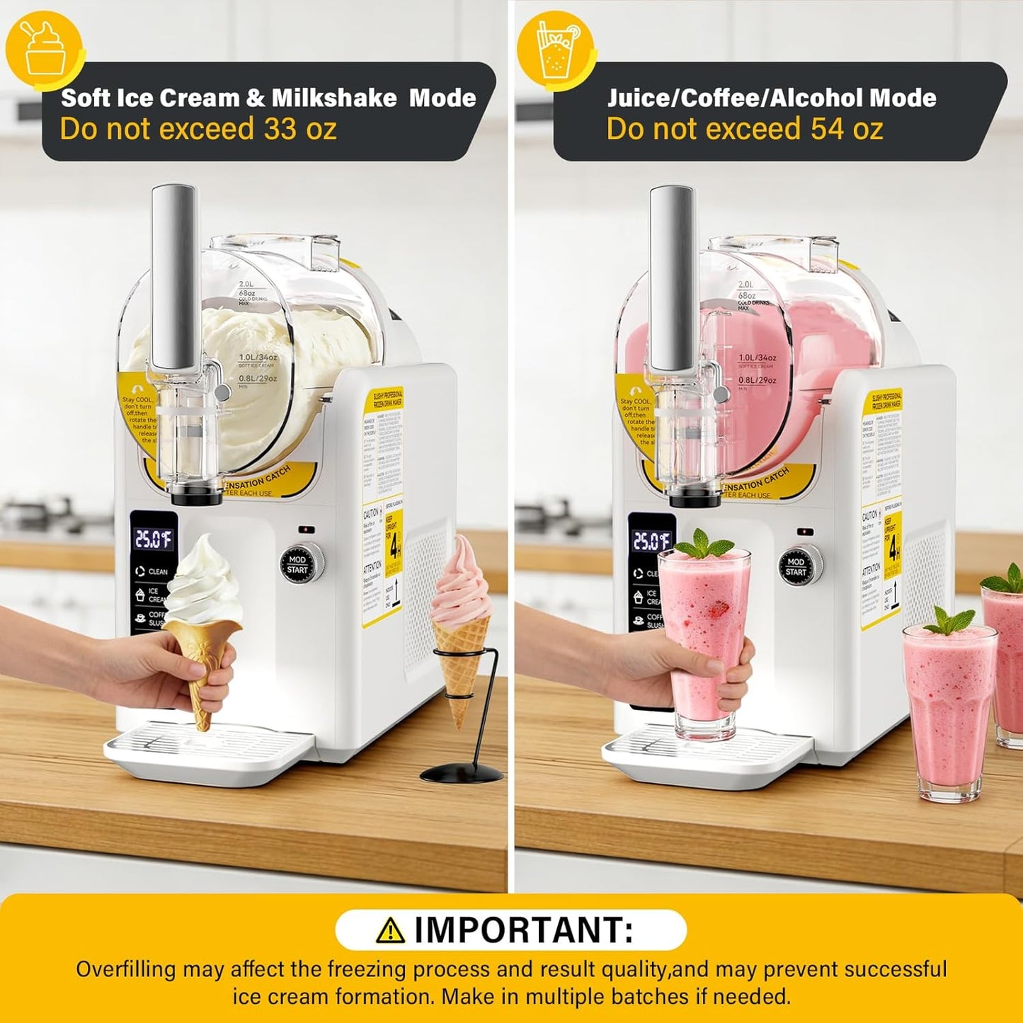 Ice Cream Machine Frozen Drink Maker, Slushie Machine for Home - Slushy Machine Maker No Ice Needed Self Cleaning, 5 Preset for Soft Serve Ice Cream, Slushie, Margarita, Frappés, Milkshake