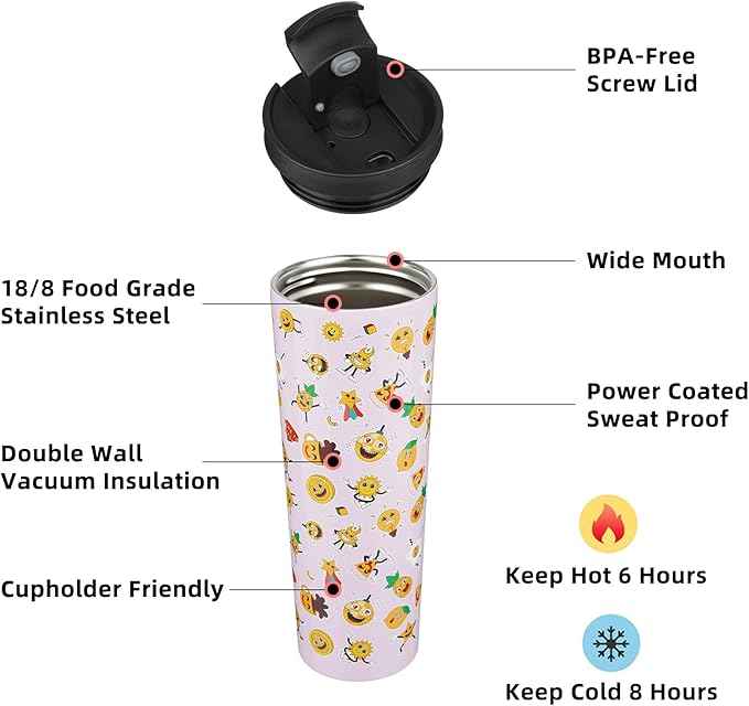 BJPKPK 30oz Tumbler With lid And Straw Stainless Steel Travel Coffee Mug Insulated Tumblers Cups,Hawaii Fruits Purple