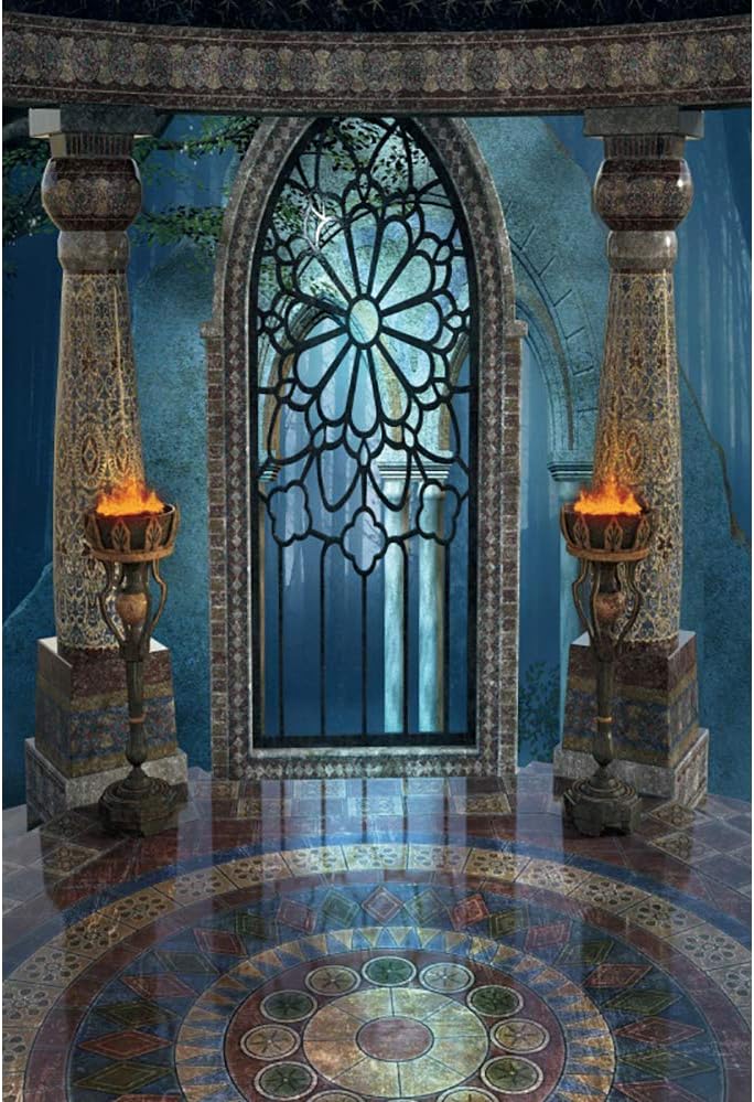 Renaiss 10x15ft Medieval Castle Backdrop for Photoshoot Portrait Pillar Torch Gothic Stone Tower Ancient Old Fortress Interior Photography Background Halloween Party Decor Wallpaper Photo Studio Props