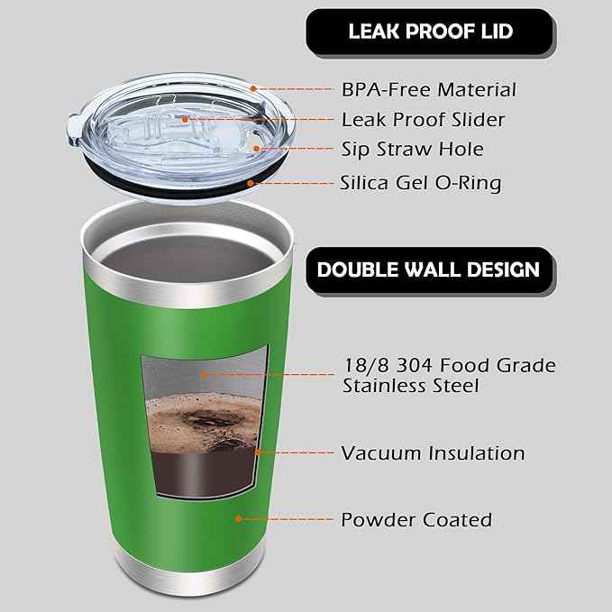 AIANJI 20oz Tumbler Bulk Stainless Steel Tumblers with Lid Vacuum Insulated Double Wall Travel Coffee Mug Powder Coated Tumbler Cup for Hot and Cold Drinks(Green, 12 pack)