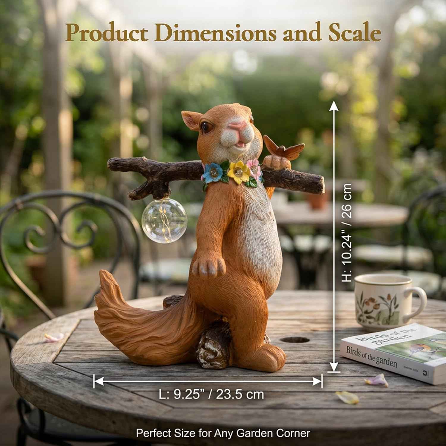 Solar Garden Statue Squirrel with Hanging Globe Light, Garden Decor for Outside, Yard Decorations Outdoor for Patio Porch, Housewarming Gifts for Women & Grandma