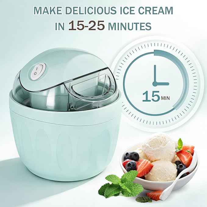 Mini ice Cream Maker, 2026 New DIY Mini Ice Cream Maker,One-Touch Dessert Maker, Single Serving of Gelato, Frozen Yogurt, Compact Electric Makers for Kitchen, Just 15 Minutes