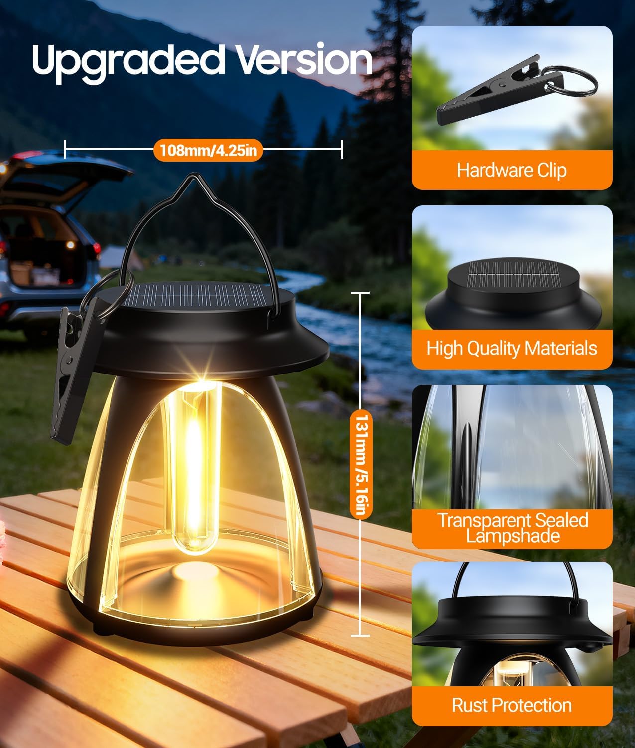 Solar Lanterns Outdoor 2 Pack, Hanging Solar Lights Waterproof IP65, 8-14h Long-lasting Warm Light, 2 Modes Solar Powered Modern Lantern/Lamp for Garden Patio Yard Decor, Gifts for Mom, Women, Old Men