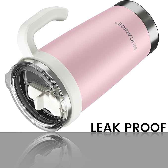 For Iced Coffee & Smoothies – Never Drink from a Moldy Lid Again: 20oz Hygienic Tumbler, 100% Leakproof Lid & Removable Foldable Spout. Reinforced Base, Fits Cup Holders - Pink Sand