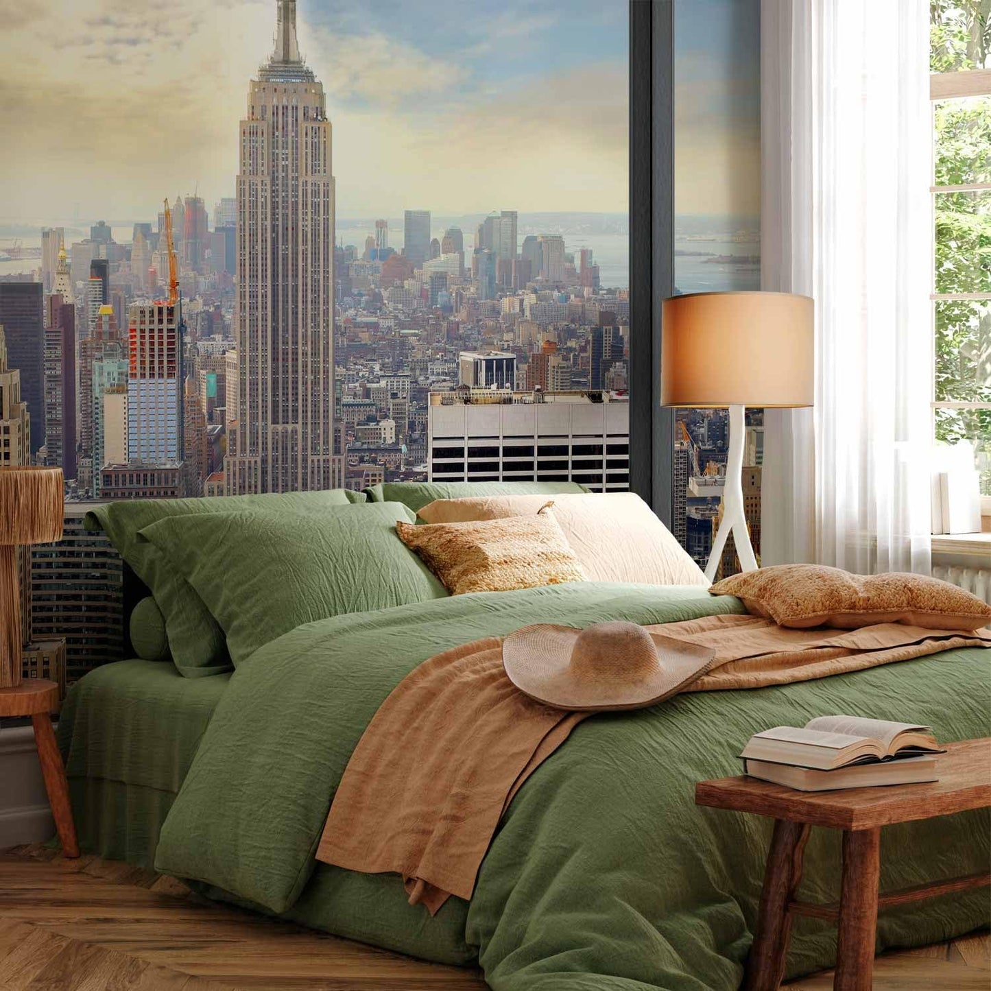 artgeist Wall Mural Peel and Stick New York 212x98 in - XXL Self-Adhesive Corner Wallpaper Removable Large Sticker Foil Angle Wall Decor Print Picture Image Design City NYC Panorama c-A-0046-a-a