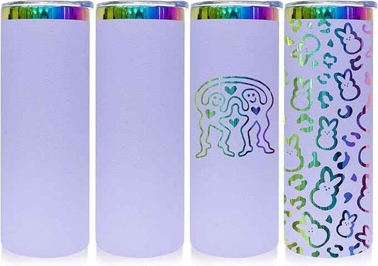 20 oz Skinny Tumblers Stainless Steel Tumbler with Lid and Straw Double Wall Vacuum Insulated Coffee Mug 20oz Powder Coated Cup for Hot and Cold Drinks(Purple,4 pack)