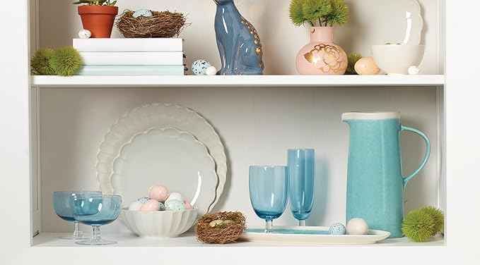 Lenox Dinnerware Set, French Perle Scallop 4-Piece Place Setting, Service For 1, Dinnerware Set, Stoneware, Includes Plates, Bowl, and Mug, Dishwasher And Microwave Safe, Dish Set (White, 4 Piece)