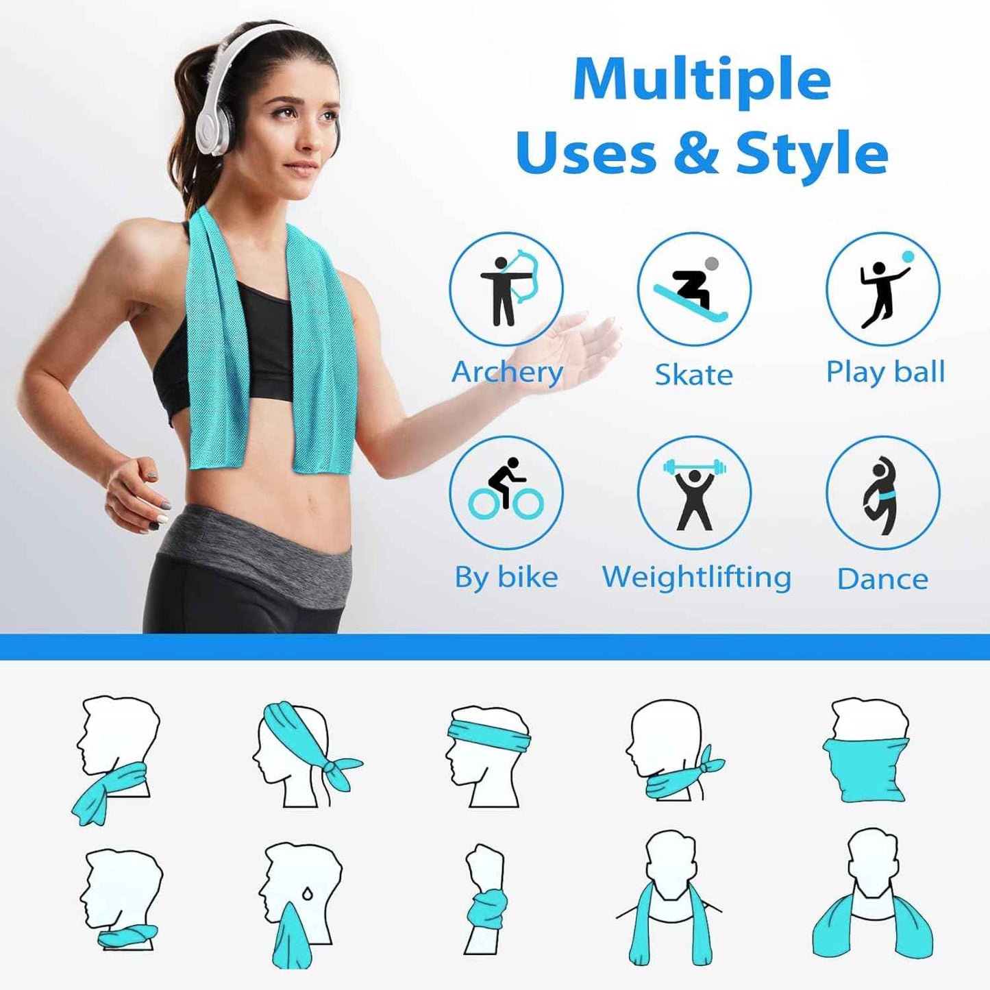 Cooling Towels - 5 Pack Gym Towels, Gym Towel for Working Out, Yoga Towel, Quick Dry Towel for Running, Camping, Fitness & More Activities
