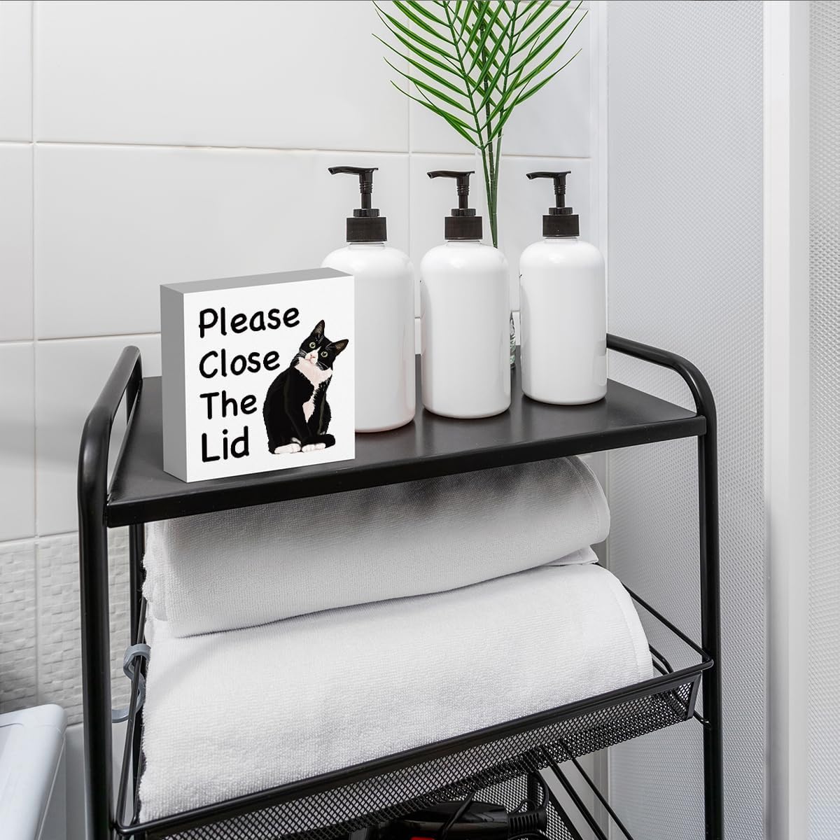 Funny Bathroom Decor, Funny Bathroom Wall Art, Black and White Bathroom Decor, Boho Bathroom Decor, Bathroom Decor for Shelves, Wooden Box Decor Sign for Home Farmhouse Living Room Table Shelf