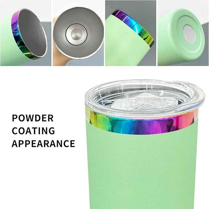 20 oz Skinny Tumblers Stainless Steel Tumbler with Lid and Straw Double Wall Vacuum Insulated Travel Coffee Mug 20oz Powder Coated Cup for Hot and Cold Drinks(Color Mix,8 pack)
