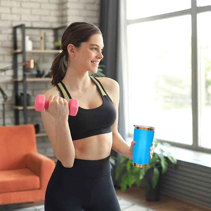 20 oz Tumblers Stainless Steel Tumbler with Lid and Straw Insulated Copper Coffee Mug for Laser Graving 34oz Powder Coated Cup(Blue,1 pack)