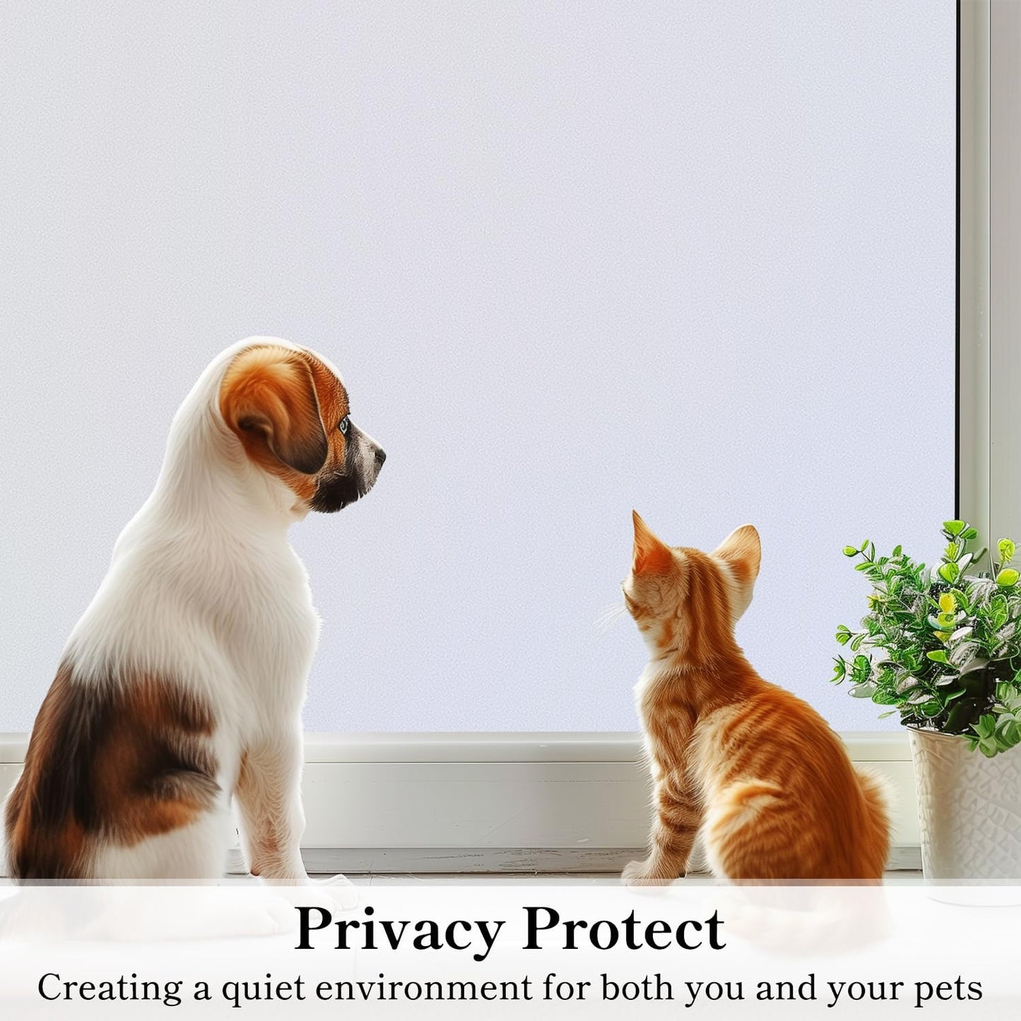 DUOFIRE Privacy Window Film Frosted Glass Film Matte White Static Cling Glass Film No Glue Anti-UV Window Sticker Non Adhesive for Privacy Office Meeting Room Bathroom Living Room DS001W 35.4x78.7in