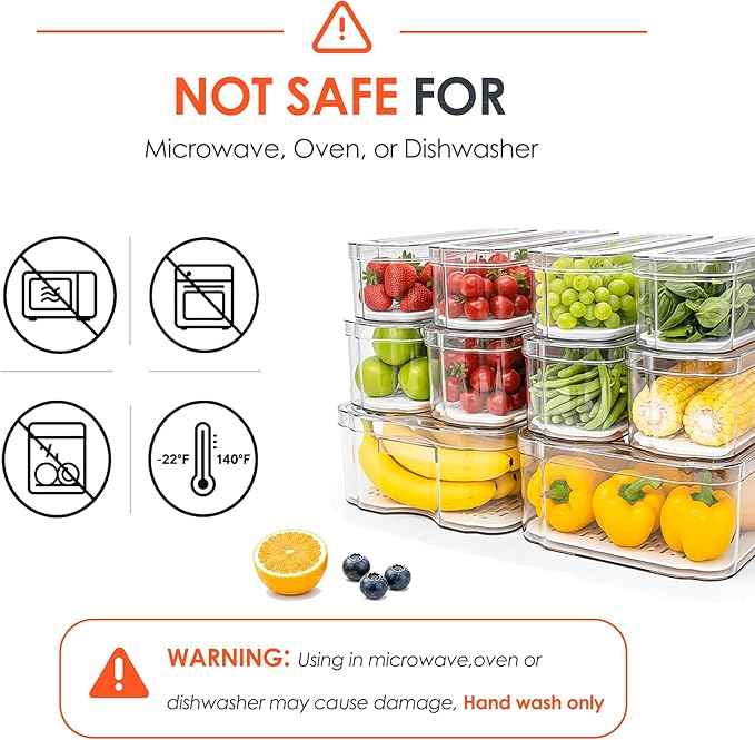 SMRCAD Fridge Organizers and Storage, 10 Pack Clear Organizer Bins with Lids for Kitchen, Pantry, Refrigerator, Food, Fruit, Vegetable Storage