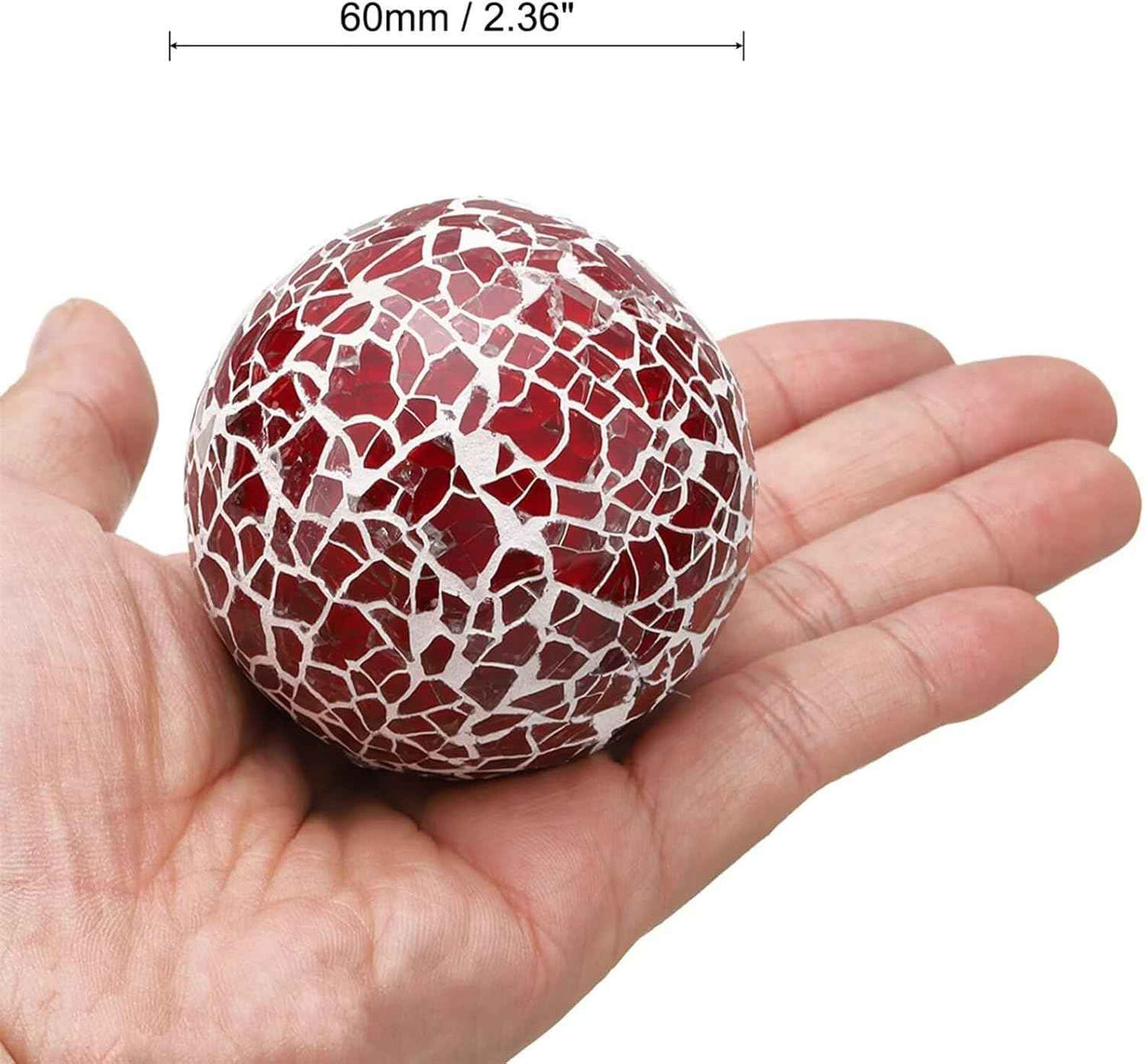 Premium Decorative Ball for Bowls,4" Mosaic Glass Balls Orbs Glass Ball for Home Decor Dining Thanksgiving Christmas Wedding Party Ornaments Coffee Table Centerpiece Decor(3Pcs Red)