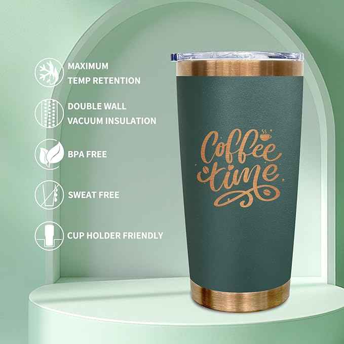 20 oz Tumblers Stainless Steel Tumbler with Lid and Straw Insulated Copper Coffee Mug for Laser Graving 21oz Powder Coated Cup(Green,6 pack)