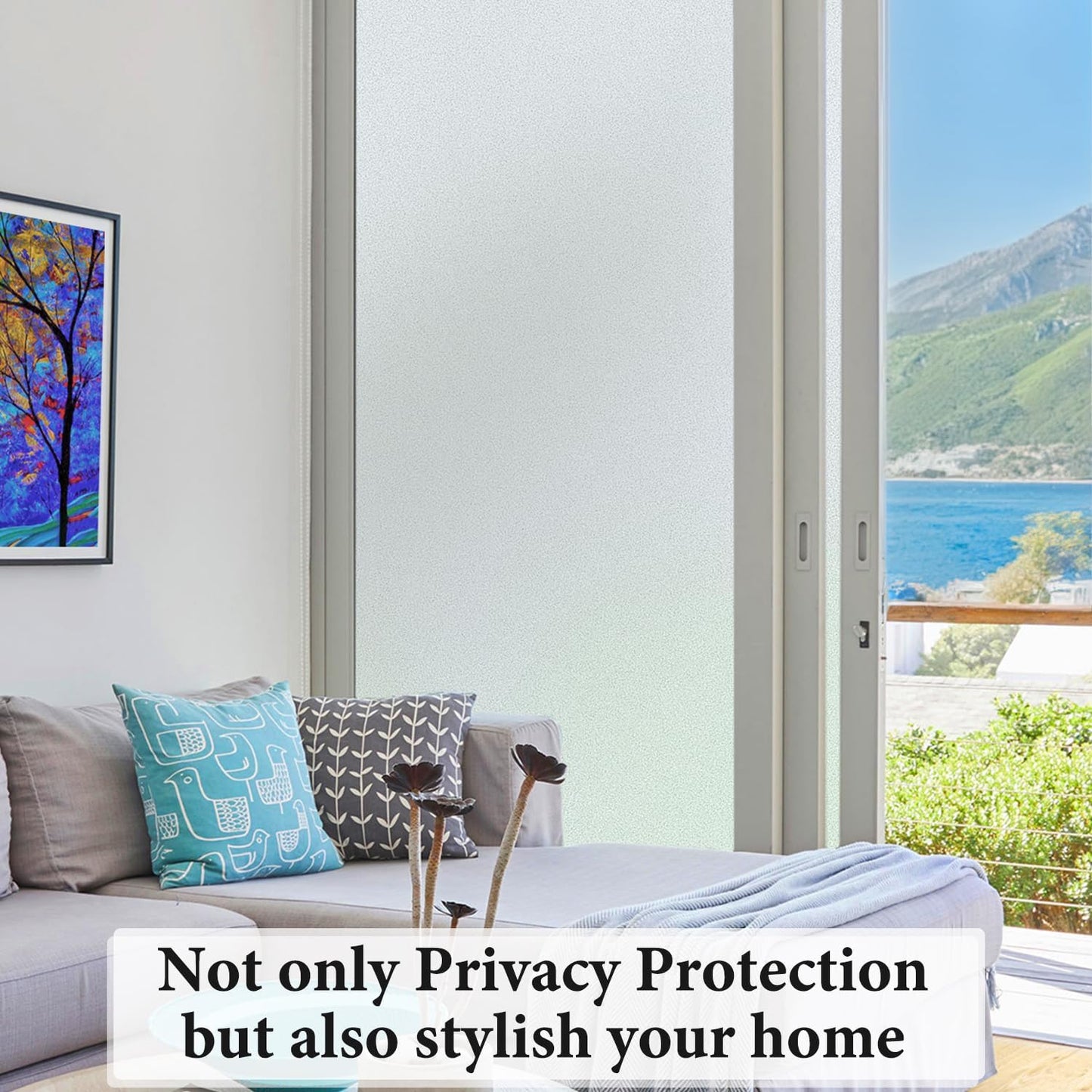 DUOFIRE Privacy Window Film Natural Frosted Glass Film Static Cling Glass Film No Glue Anti-UV Window Sticker Non Adhesive for Privacy Office Meeting Room Bathroom Living Room 29.5in. x 118in. S001