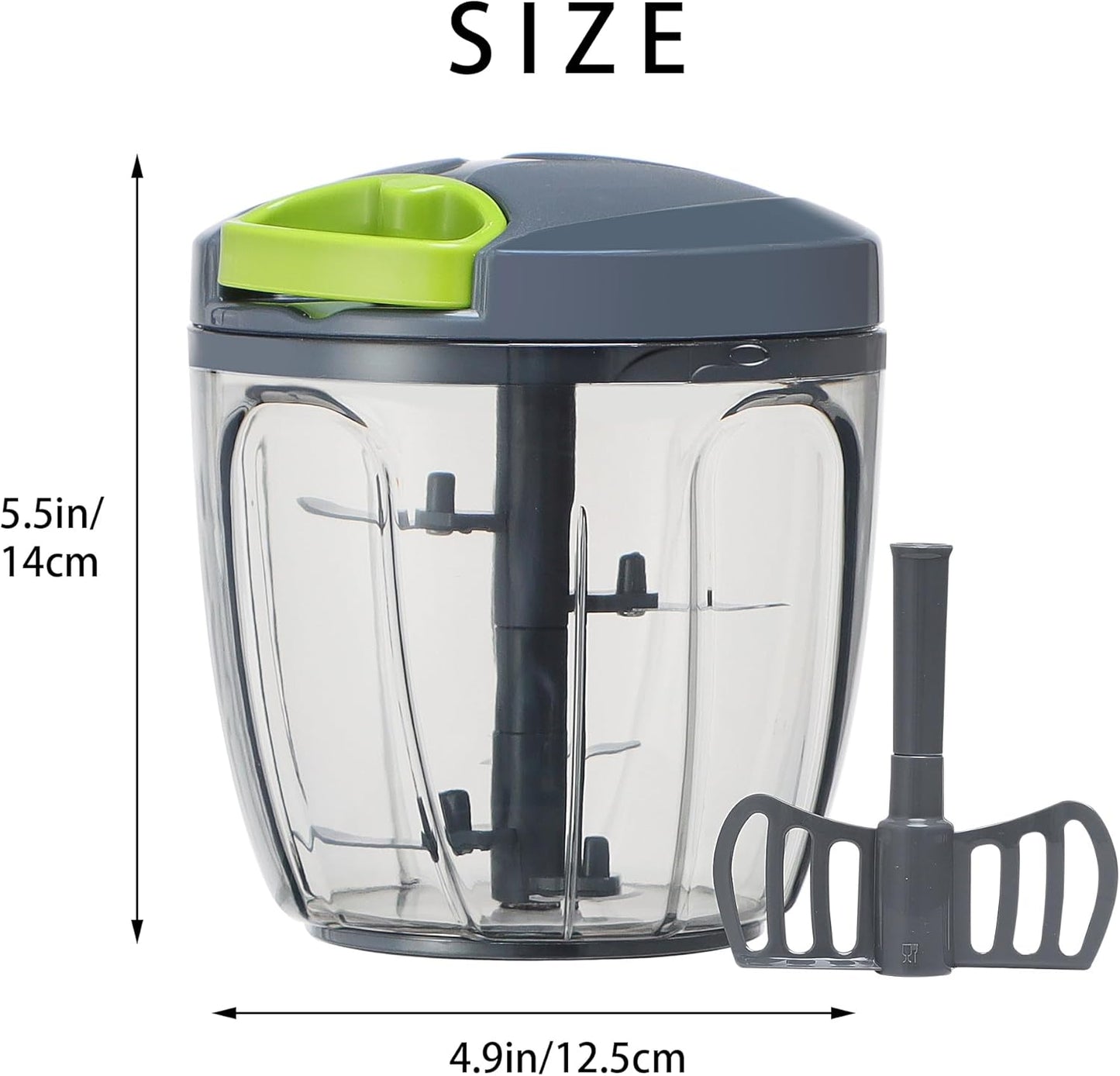 Ourokhome Manual Food Processor Vegetable Chopper, Portable Hand Pull String Garlic Mincer Onion Cutter for Veggies, Ginger, Fruits, Nuts, Herbs, etc., 900ml, Grey