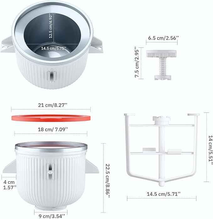 Ice Cream Maker Attachment for KitchenAid Stand Mixer, Ice Cream Bowl Compatible with 4.5Qt and Larger Stand Mixers, Ice Cream & Sorbet Gelato Maker Attachment, 2 Quart, White, With lid