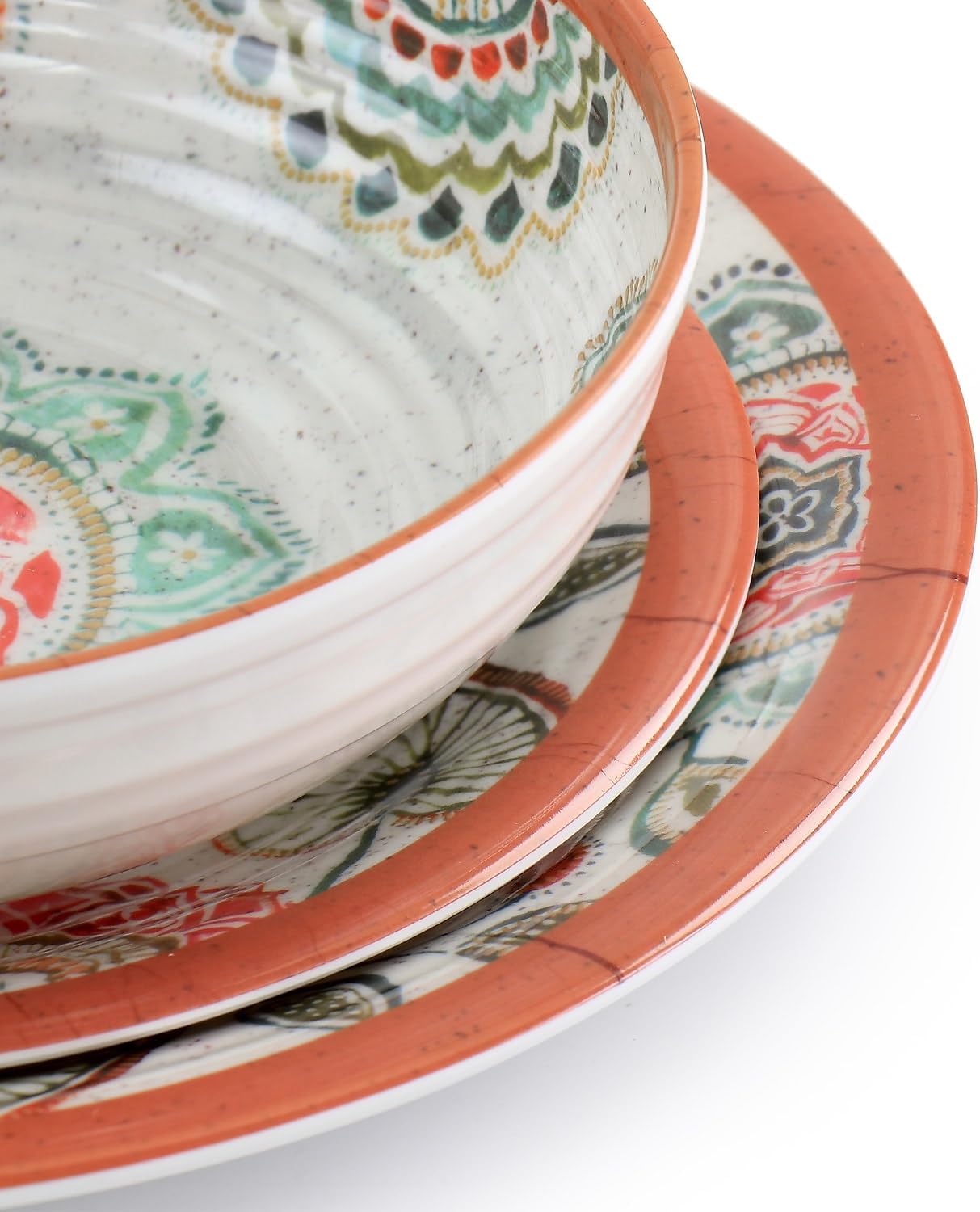 Elama Ester Melamine Dinnerware Set, Multicolored, 12 Piece Set (935115832M)