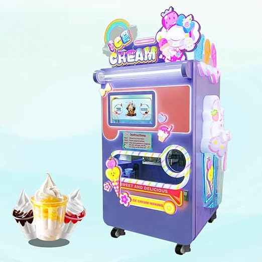 Intelligent Touch Screen Soft Serve Automatic Ice Cream Vending Machine Coin & Card Payment Robot Ice Cream Maker for Business School Cinema Airport