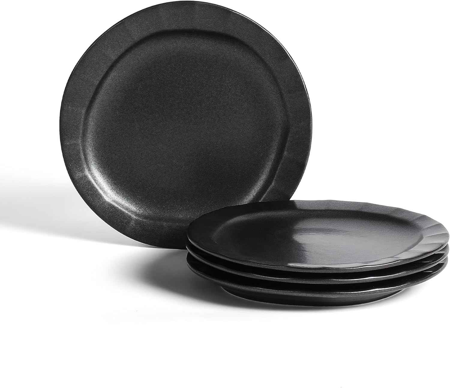 Stone Lain Oasis 4-Piece Salad Plate Set Stoneware, Black