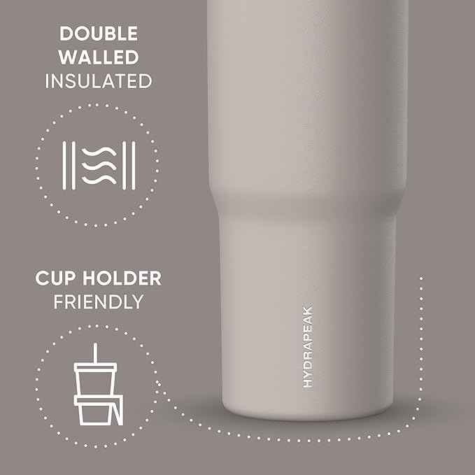 Hydrapeak Nomad 32 oz Tumbler with Handle and Straw Lid, Leakproof, Double Insulated, 32oz Cup Stainless Steel (Mocha)