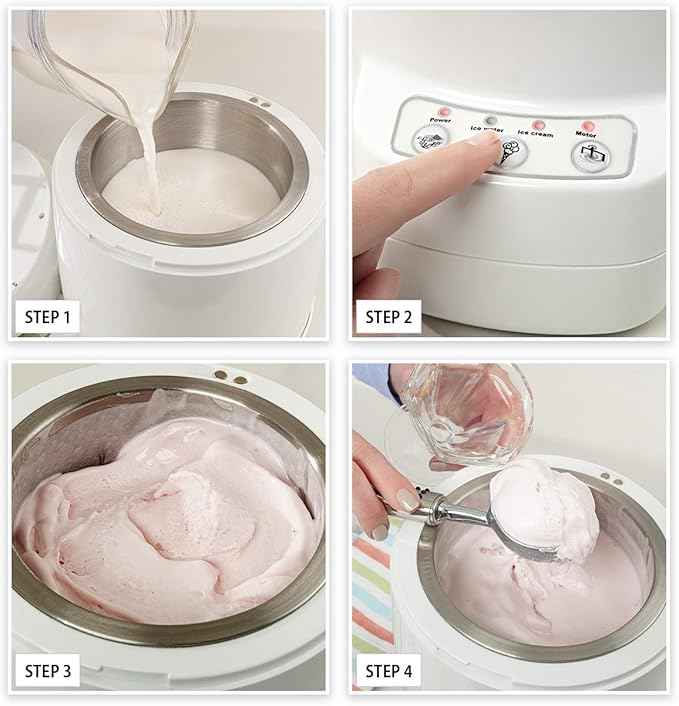 Total Chef Ice Cream Factory Automatic Electric Ice Cream Maker, 1.3 qt (1.2L), White, Make Easy Homemade Frozen Yogurt, Sorbet, Gelato with Fresh Ingredients, No Salt or Pre-Freezing Needed,TCIF06-A