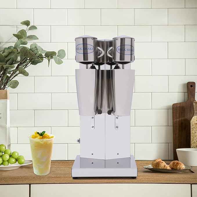 Electric Milkshake Maker, Ice Cream Mixer Machines, 110V Commercial Drink Smoothie Blender for Coffee Shops, Tea Stores to Making Fruit Tea, Coffee, Stirred Drinks (2 Head 800ml)